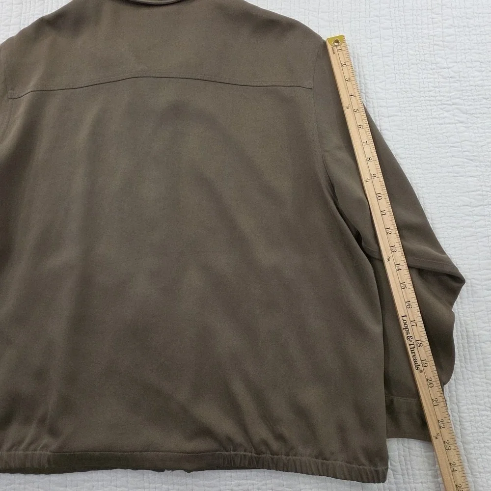 Tommy Bahama 100% Silk Full Zip Jacket‎ Mens M Slick Green Rayon Lined NEW NWT